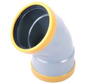 WAVIN WAFIX PVC MANCHET BOCHT 125MM 45° 2XM SN8