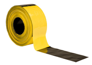 KELMAPLAST AFZETBAND ZWART/GEEL 8CM BREED 500 MTR