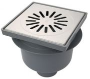 AQUABERG KUNSTSTOF VLOERPUT 200X200MM MET RVS ROOSTER