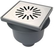 AQUABERG KUNSTSTOF VLOERPUT 200X200MM MET RVS ROOSTER