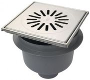 AQUABERG KUNSTSTOF VLOERPUT 200X200MM MET RVS ROOSTER