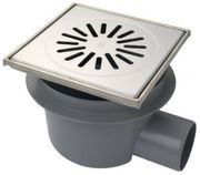 AQUABERG KUNSTSTOF VLOERPUT 200X200MM MET RVS ROOSTER