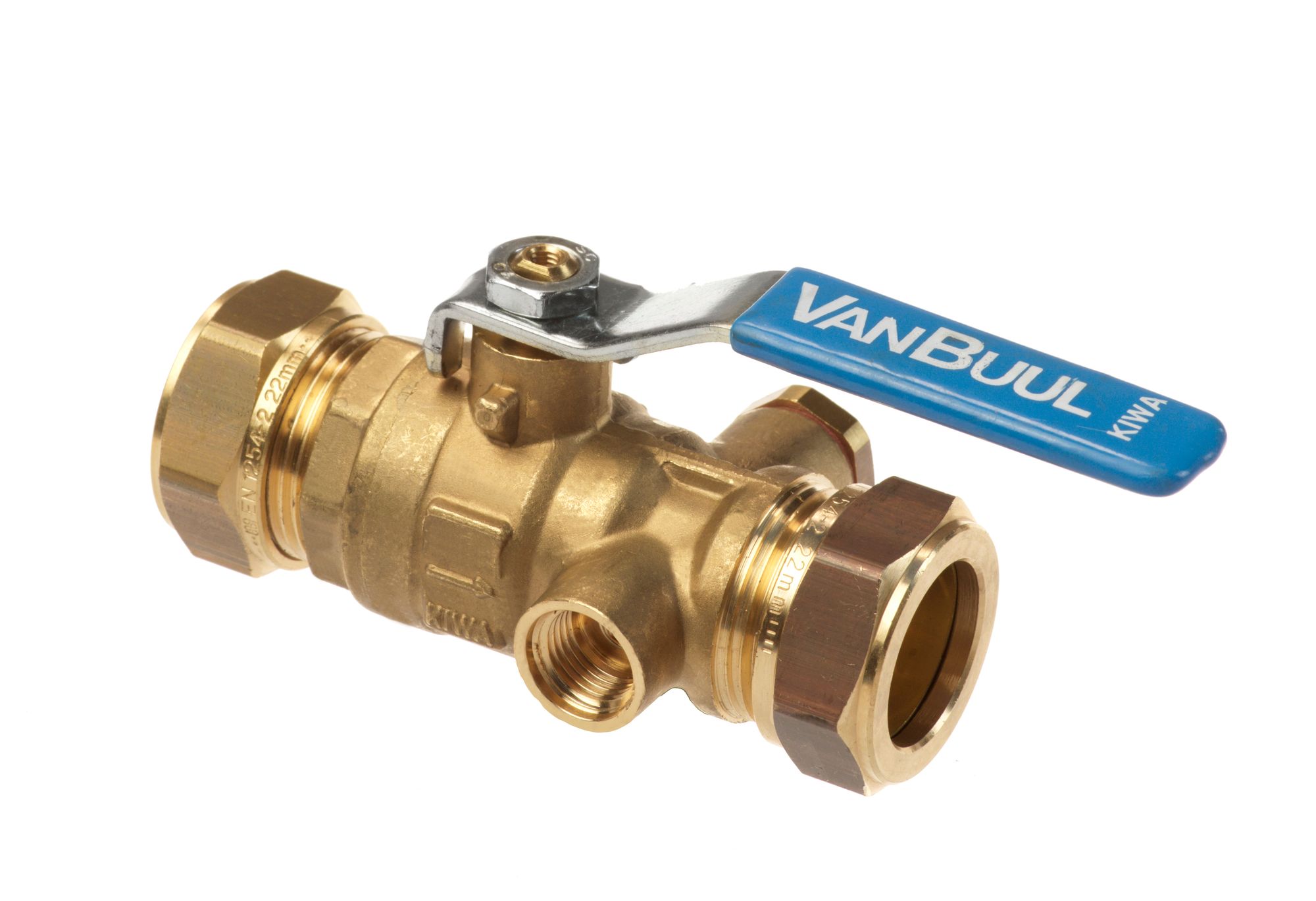 KNEL KOGELSTOPKRAAN 15 X 15 MM MET AFTAP