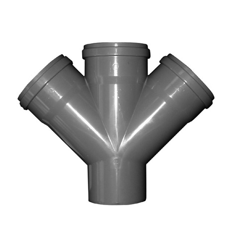  PVC RUBBER MANCHET DUBBEL T-STUK 110MM 45° 3XM/S SN4