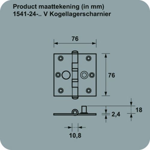 AXA SCHARNIER 76 X 76MM 3