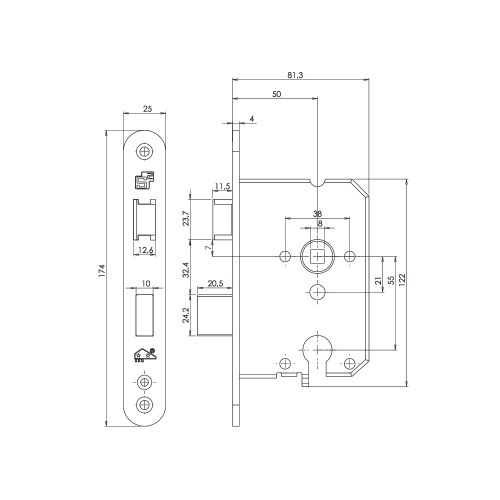  INSTEEKSLOT PC55 RVS VOORPLAAT AFGEROND