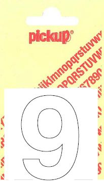  PLAKCIJFER 9 HELVETICA 60MM WIT