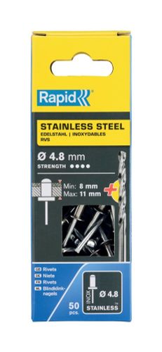 RAPID BLINDKLINKNAGELS RVS 4,8X14MM 50ST