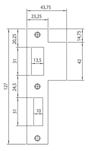 NEMEF_YALE SLUITPLAAT P1266/17 RECHTHOEKIG