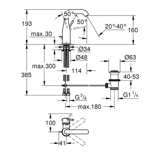 GROHE ESSENZE M-SIZE WASTAFELMENGKRAAN