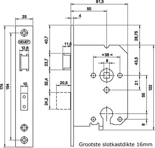NEMEF_YALE VEILIGHEIDSSLOT 4119/17-50MM RS