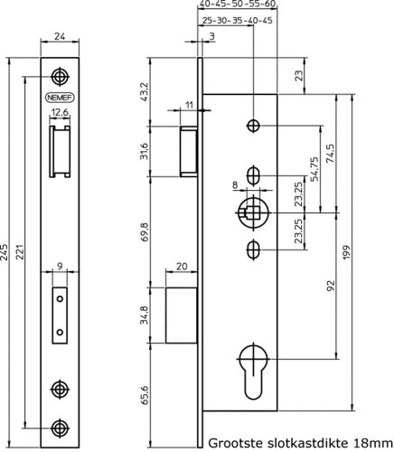 NEMEF_YALE VEILIGHEID SMALDEURSLOT 4169/18-45MM RS/LS