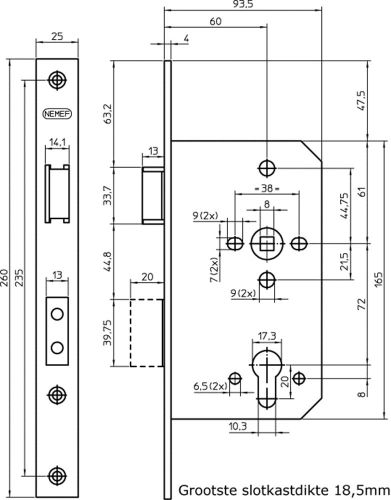 NEMEF_YALE VEILIGHEIDSSLOT 4219/17-60MM LS