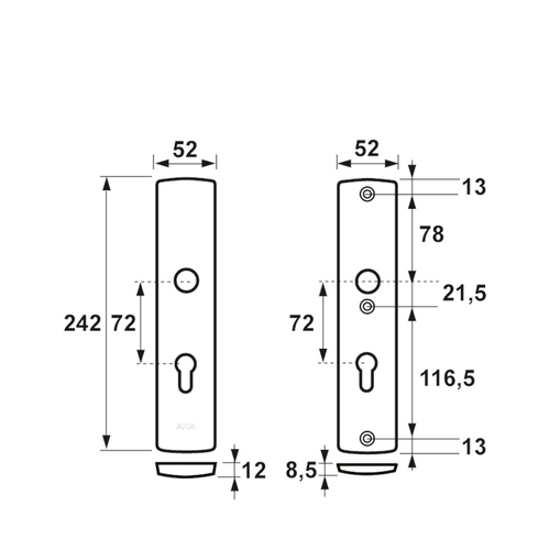AXA VH LANG SCHILD MET KRUKGAT PC-72 F1