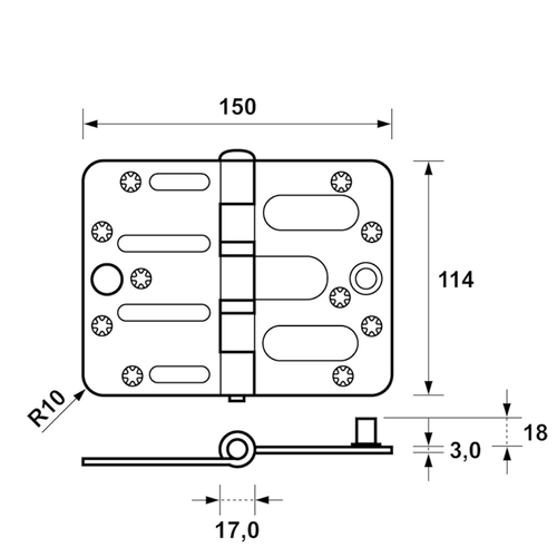 AXA SCHARNIER 114 X 150MM VH TGS 3MM
