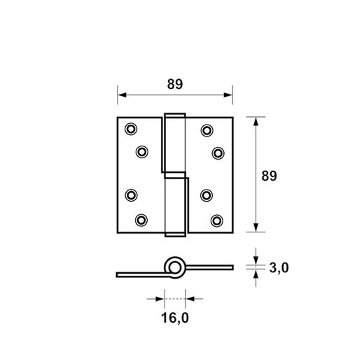 AXA PAUMELLE RECHTS 89 X 89MM 1201-25-23-V4