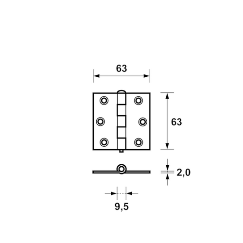 AXA SCHARNIER 63 X 63MM 2.5