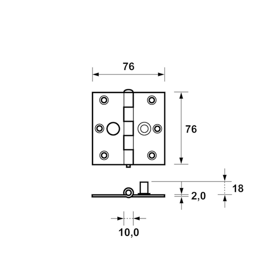 AXA SCHARNIER 76 X 76MM 3